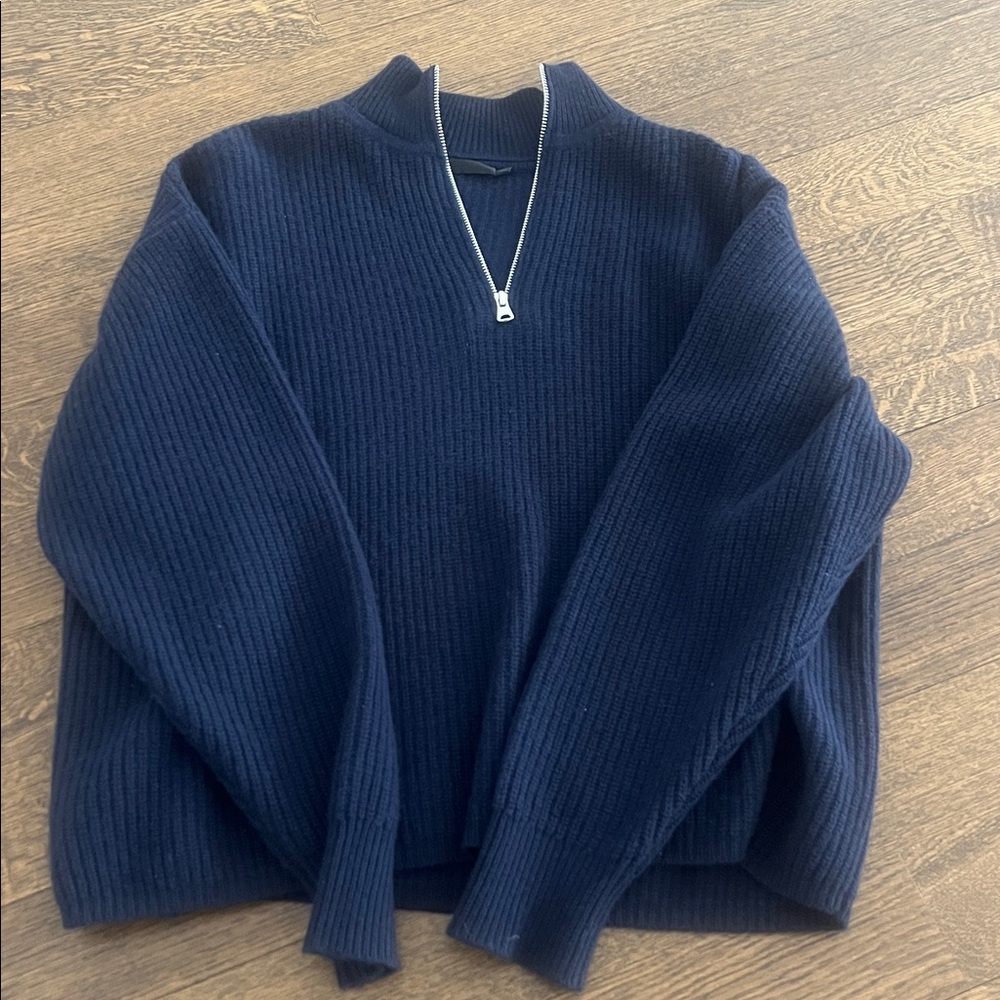 Jenni Kayne Cashmere Ribbed Half-Zip Sweater - Medium